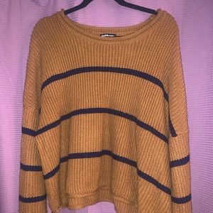 Plus Size Tan and Navy Striped Sweater
